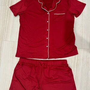 Elegant Red Women's Pajama Set